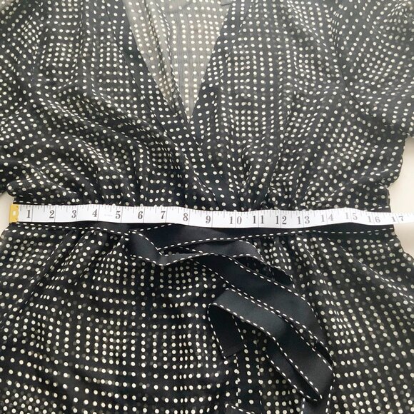 AXCESS Size 14 Semi See Through Black and White Polka Dots Polyester Waisted Top - Picture 6 of 13